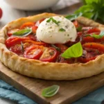tarte tomate burrata maison sortie du four