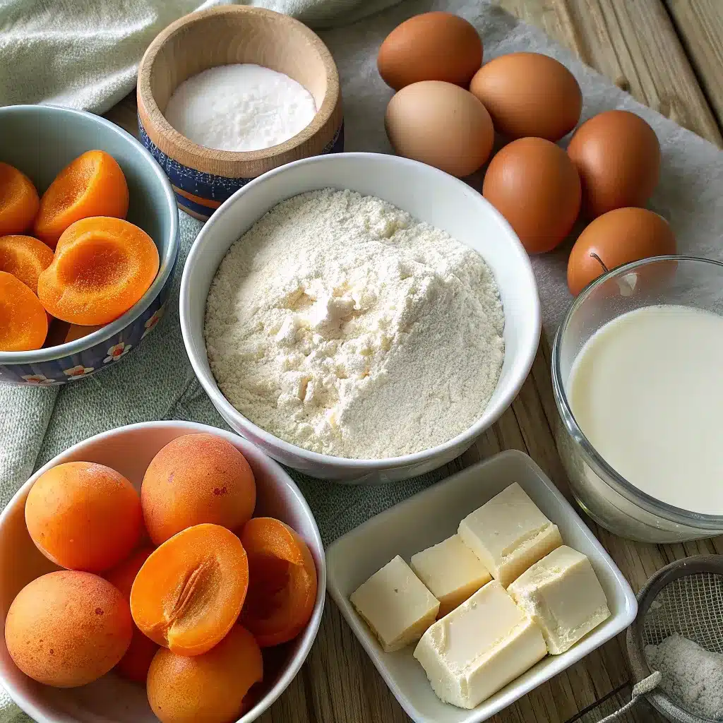 Ingrédients pour flan aux abricots