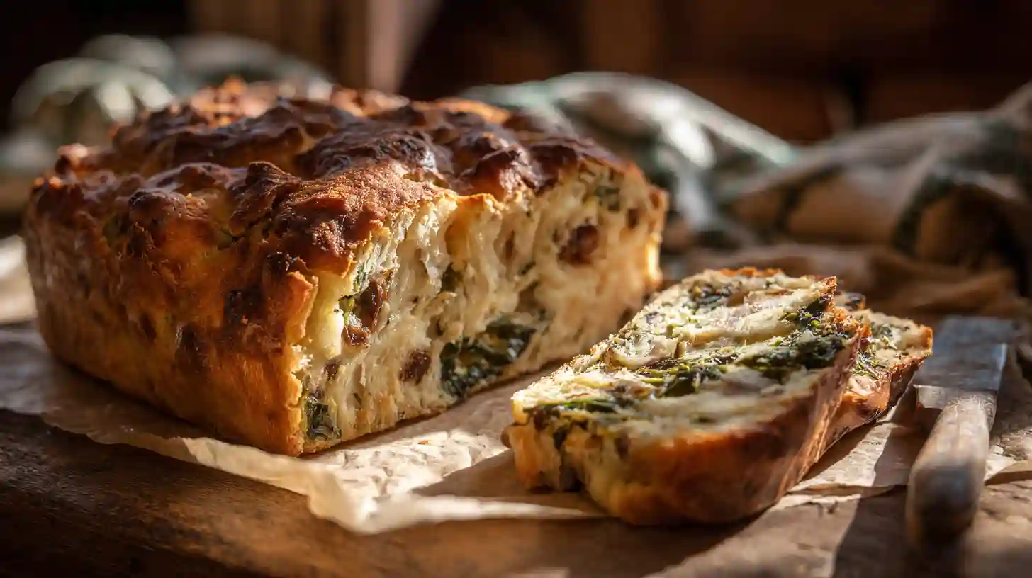 Home page 5 Pounti auvergnat traditionnel cuit au four sur une table en bois
