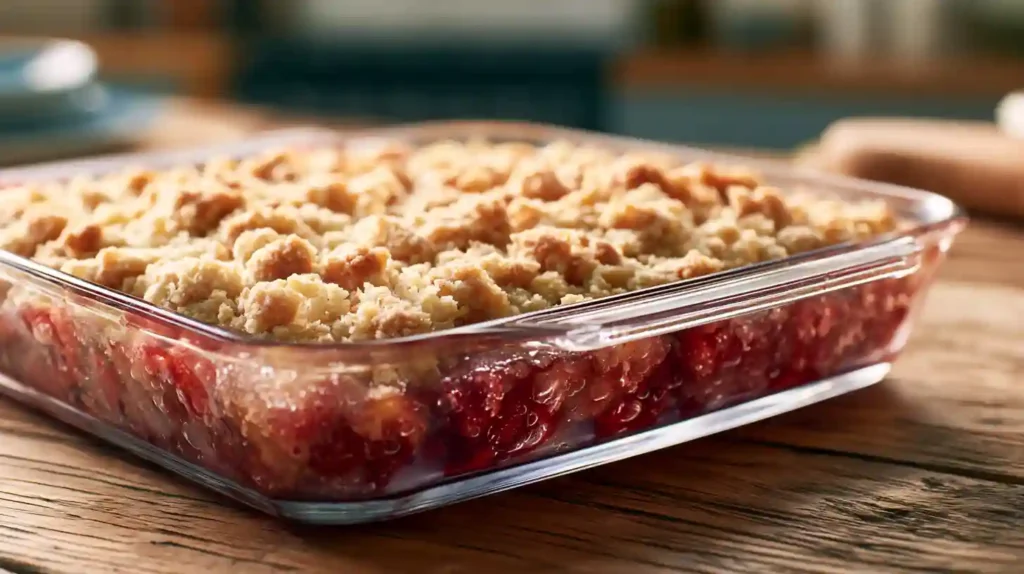 Crumble aux fraises facile doré au sortir du four