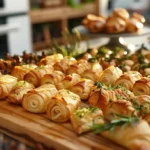 Assortiment gourmand de feuilleté apéro au four.