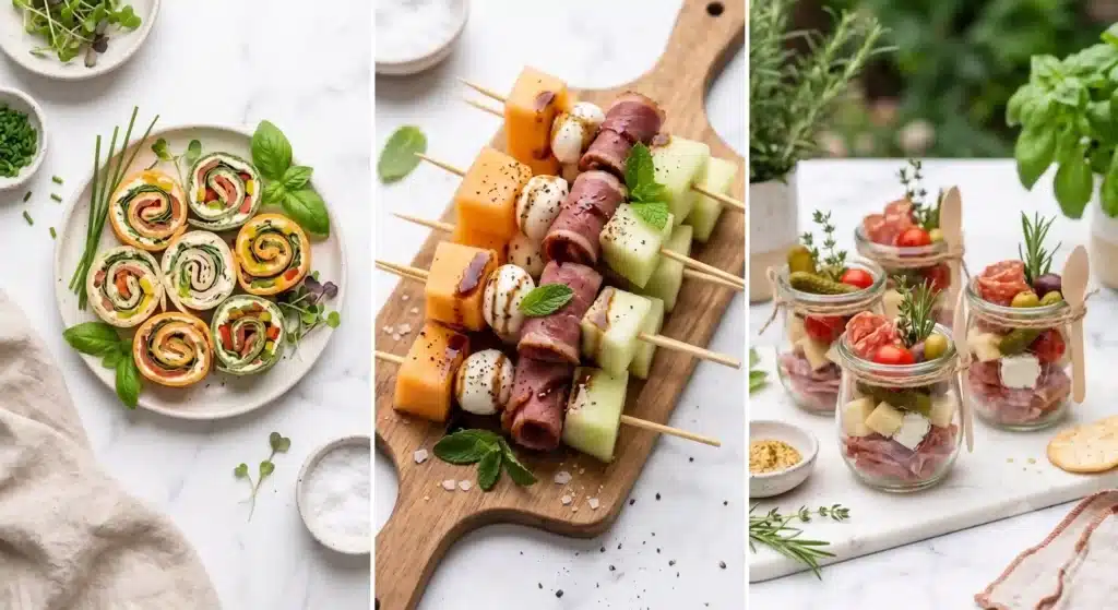 Finger food apéro dinatoire : 15 recettes au four faciles et inratables 3 Assortiment de finger food fraîche sans cuisson pour apéro dînatoire.