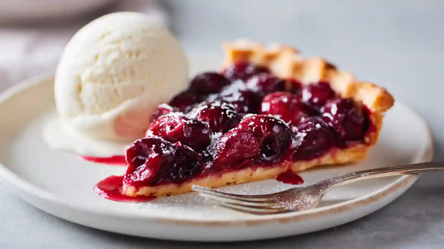 Des Recettes Maison Simples et Authentiques à Tester 2 Part de tarte aux cerises au four avec glace vanille