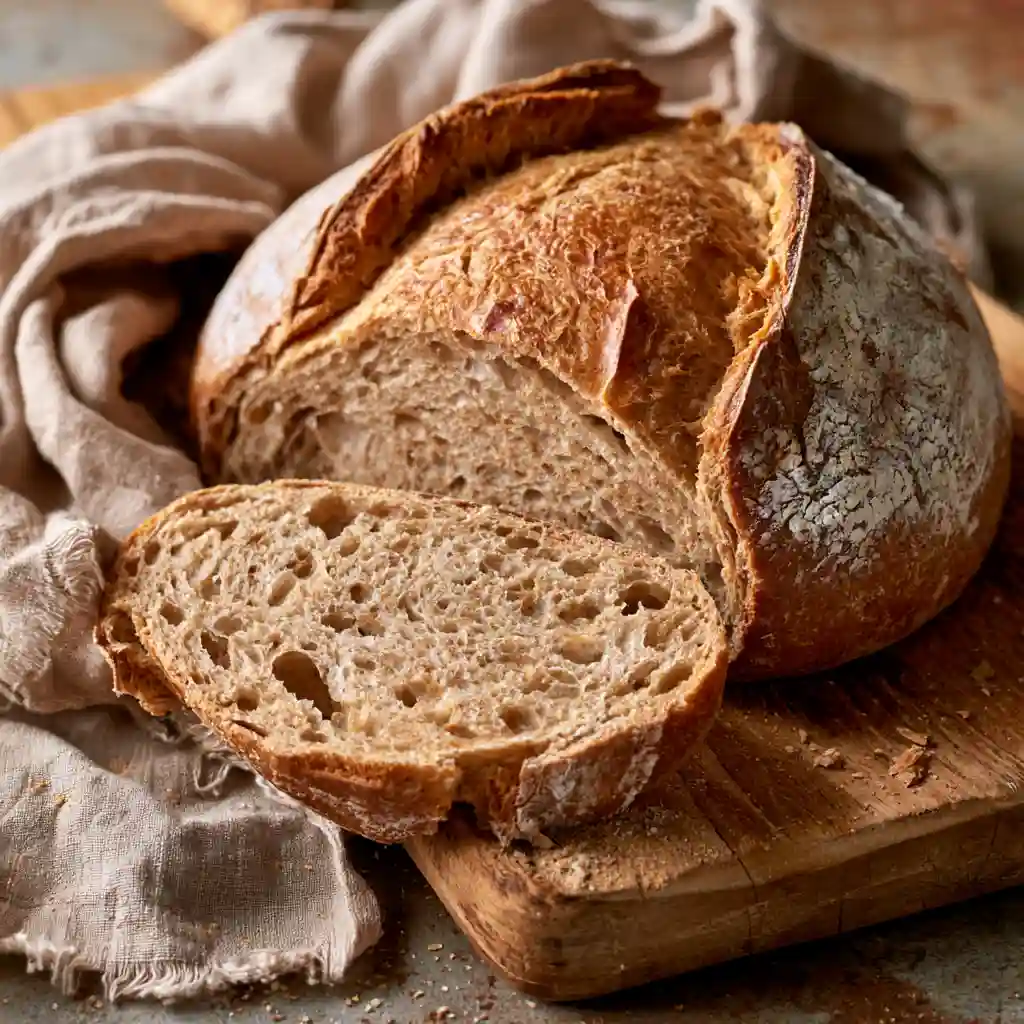 Pain maison au four facile : La recette inratable aux différentes farines (avec ou sans robot) 2 pain maison au four facile dore cuit sur plaque en bois
