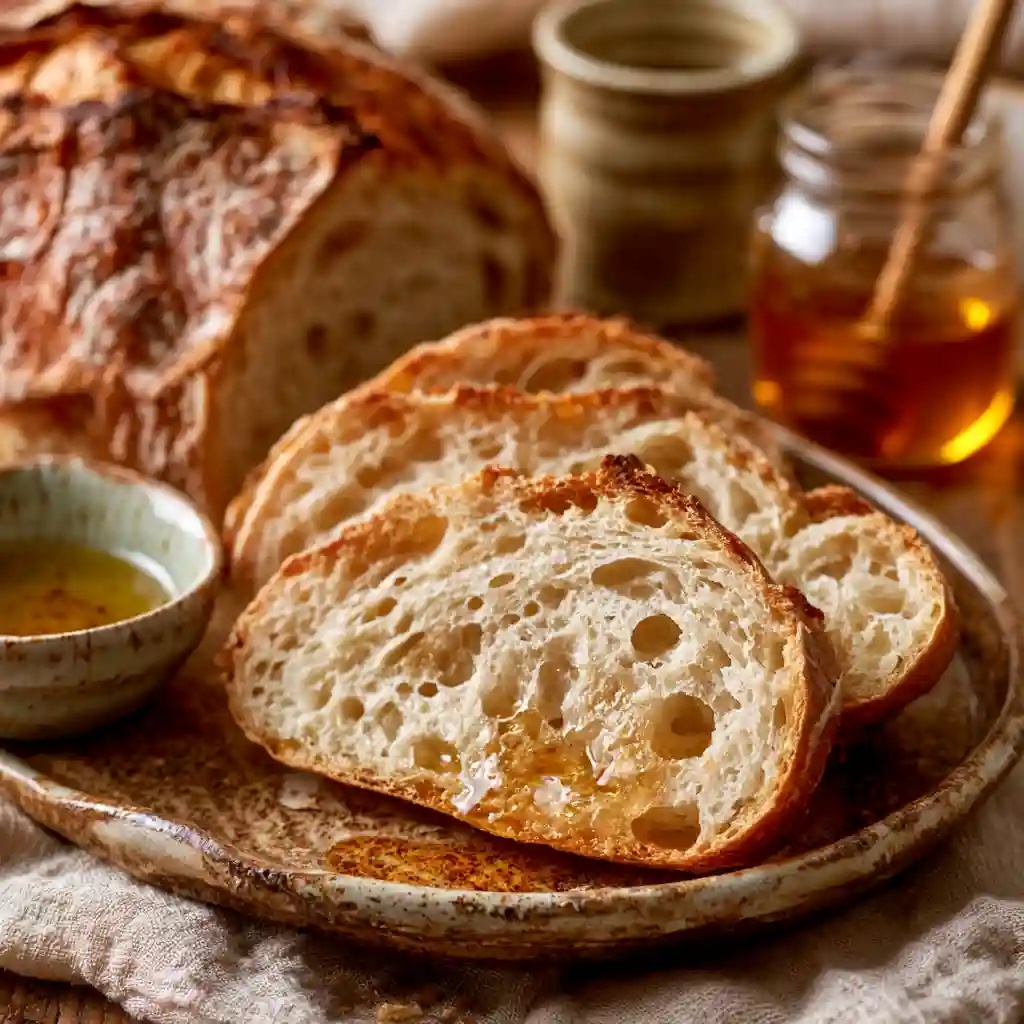 Des Recettes Maison Simples et Authentiques à Tester 5 tranches de pain maison au four facile servies pour le repas de famille