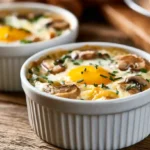 oeufs cocotte au four faciles dans deux ramequins blancs cotes